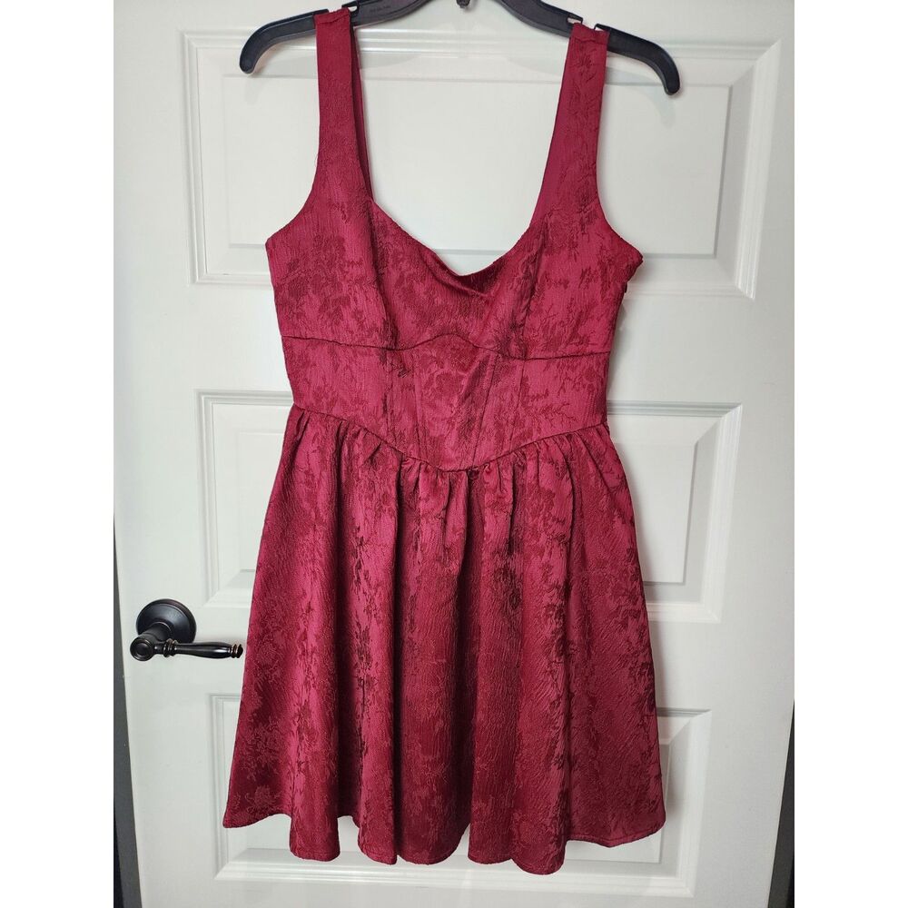 Allison + Kelly Red Jacquard Fit & Flare Dress with Back Bow Party